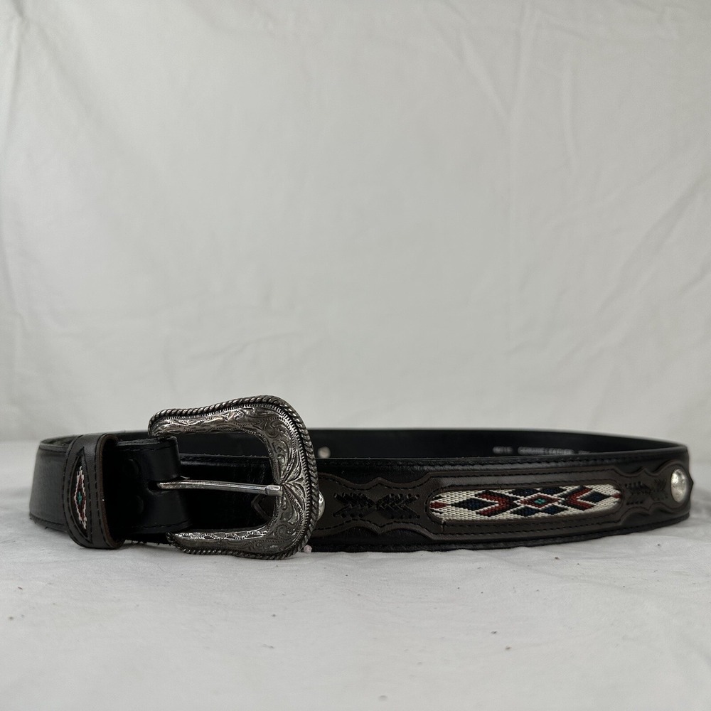 Wrangler Belt Men's 46 Leather Silver Concho Handcrafted Made Old Sonora Mexico